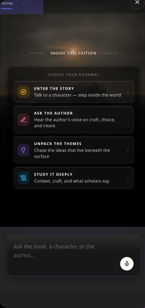 Inside this edition — talk to characters, ask the author